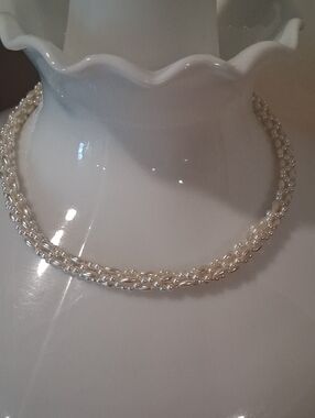 Braided Pearl Choker Necklace - Ivory